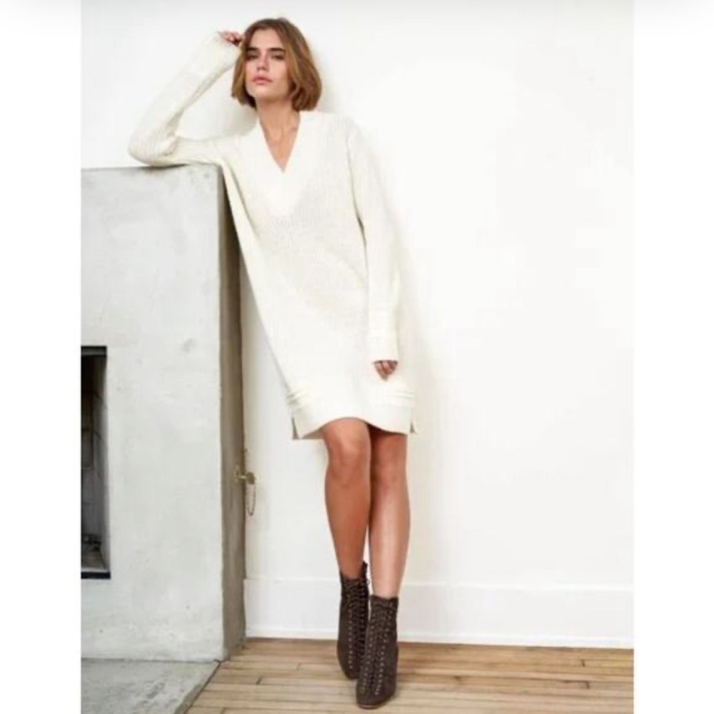 La Ligne NWT Cricket Dress 100% Merino Wool Sweater Dress Cream Small Oversized